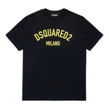 DSQUARED2 t-shirt girocollo tinta unita con stampa Nero per Bambino DQ1983 NERO DSQUARED2 