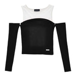 MONNALISA shirt bicolore a costine Bianco/nero per Bambina 41D606 BIANCO/NERO MONNALISA 