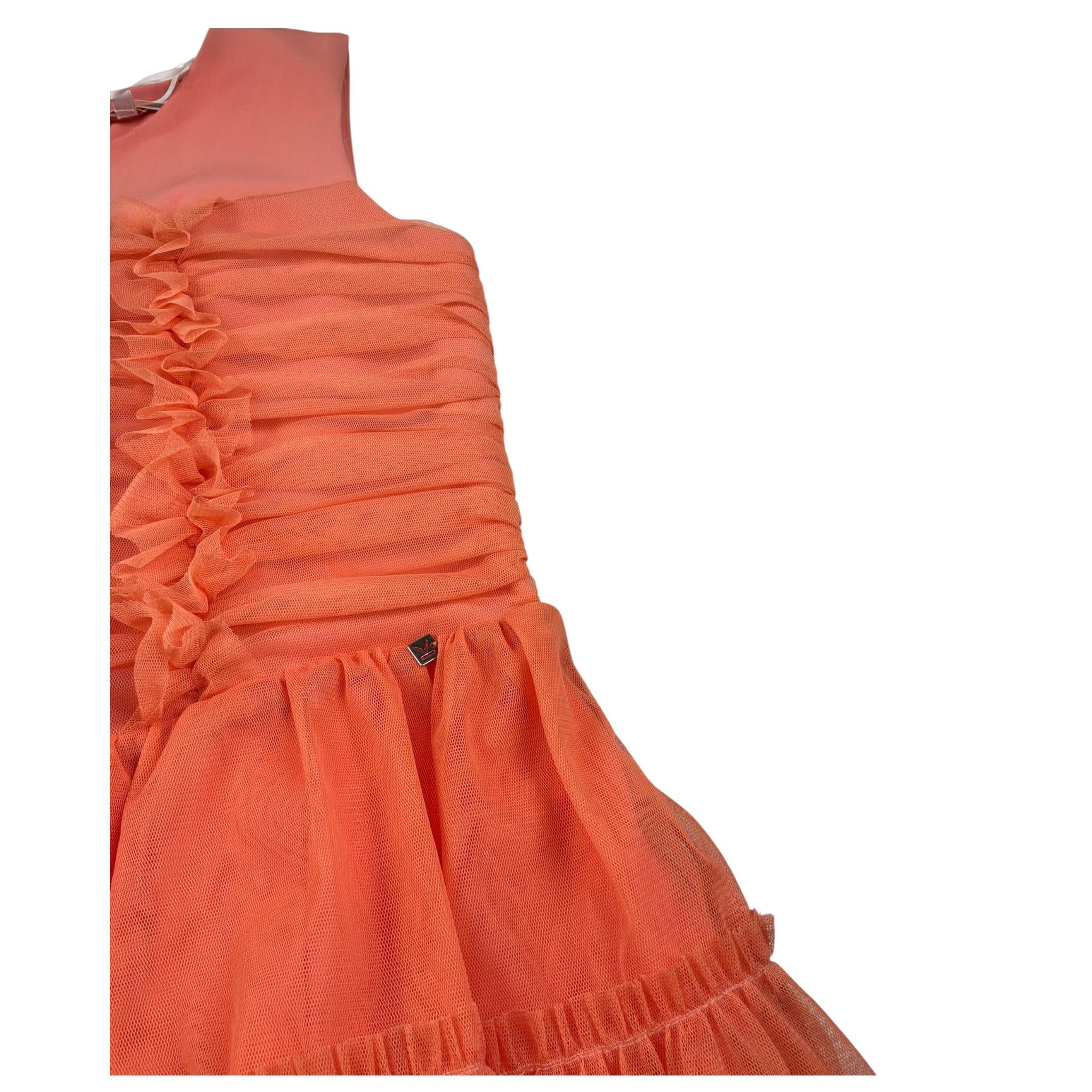 Kocca Abito Giromanica Tinta Unita con Tulle per Bambina CIRFEY ARANCIONE Kocca 