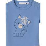 Mini Banda T-Shirt Tinta Unita Girocollo con Stampa per Neonato 3B609 AZZURRO MINI BANDA 