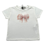 Please T-Shirt Girocollo Tinta Unita con Fiocco per Neonata MB07030G71 BIANCO PLEASE 