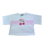 Moschino T-Shirt Modello Crop Tinta Unita con Stampa per Bambina HDM06Y BIANCO MOSCHINO 