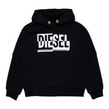 Diesel Felpa Chiusa con Cappuccio Tinta Unita per Bambina J01457 NERO DIESEL 