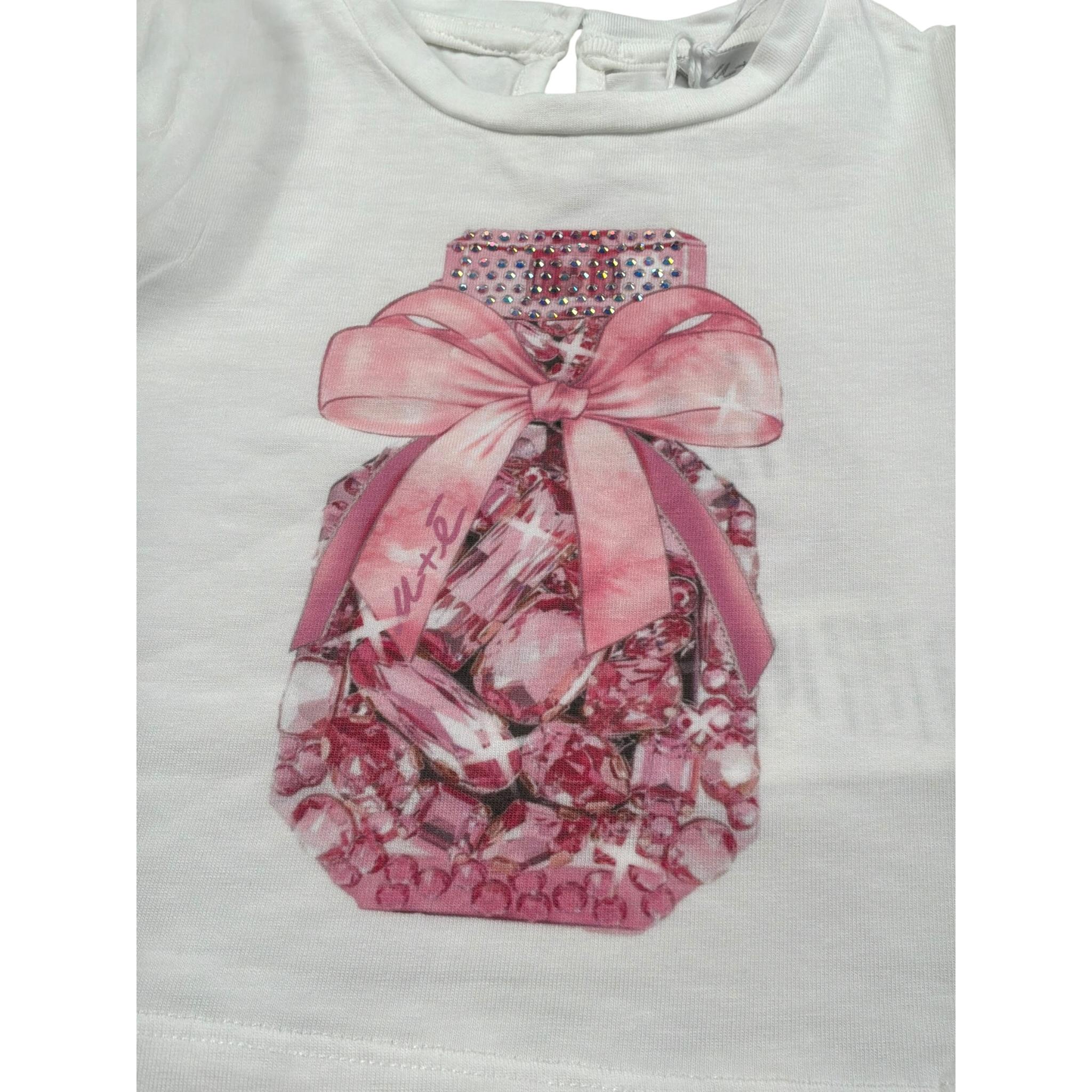 M+E' T-Shirt Girocollo tinta unita con Stampa Bianco per Neonata UE1856X BIANCO M+E' 
