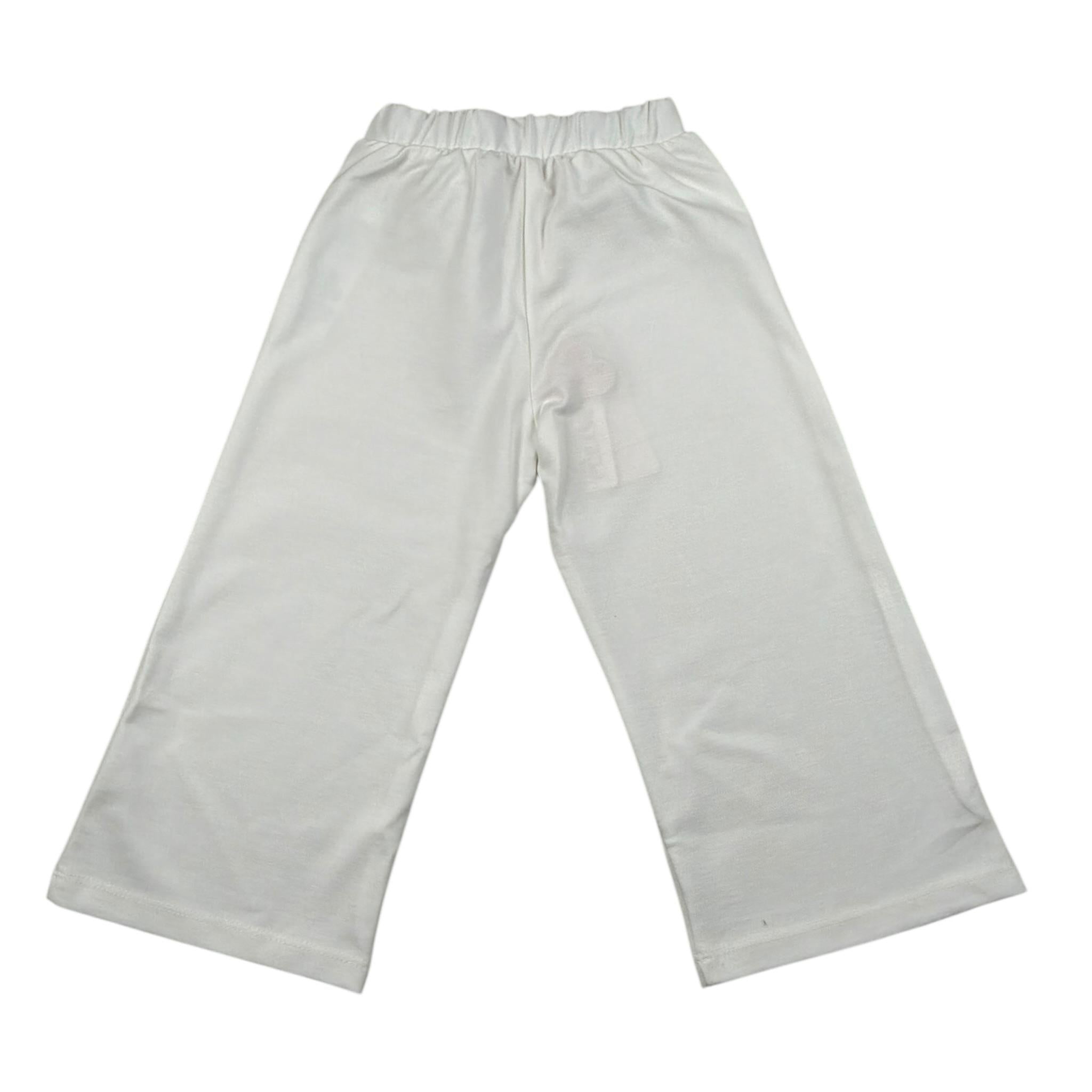 Please Pantalone Tinta Unita con Elastico In Vita per Bambina PE51172G73J PANNA PLEASE 