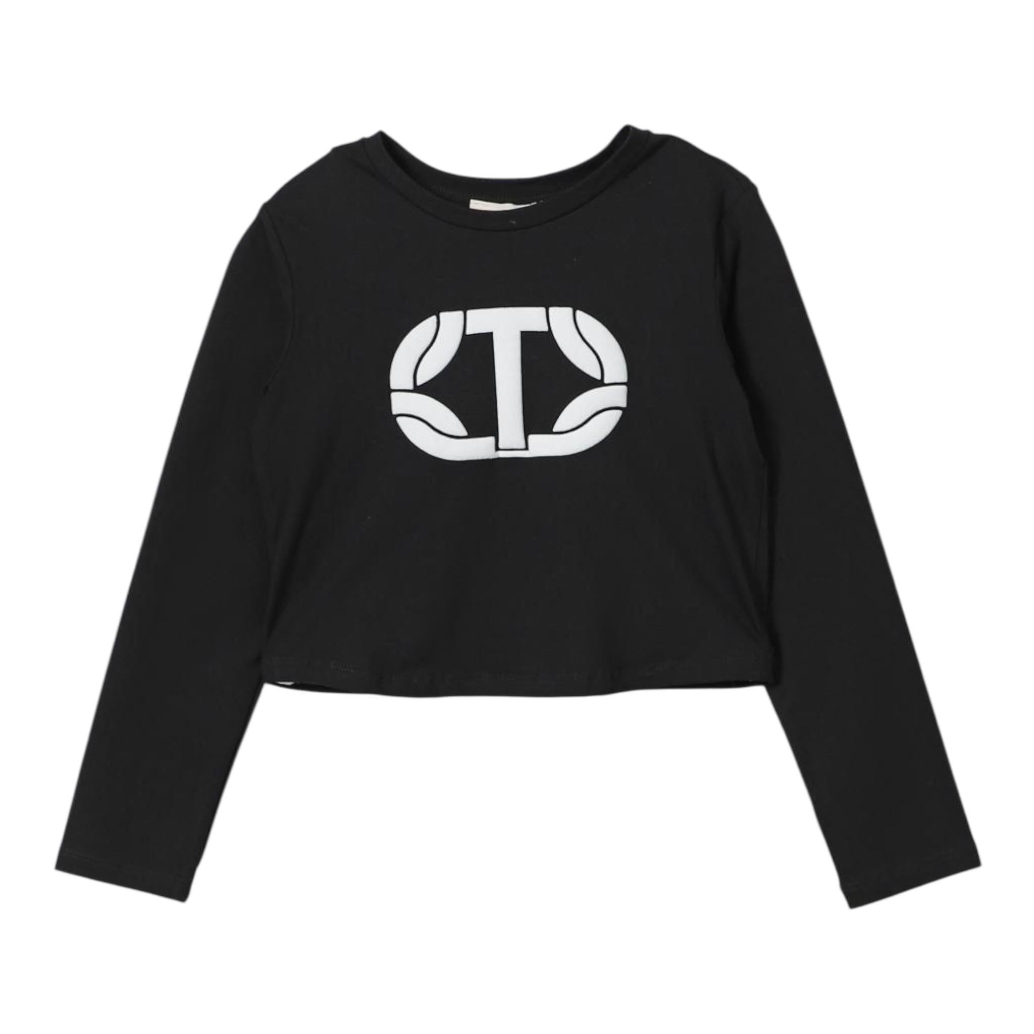 TWINSET shirt girocollo tinta unita con stampa Nero per Bambina 242GJ2032XXX NERO TWINSET 