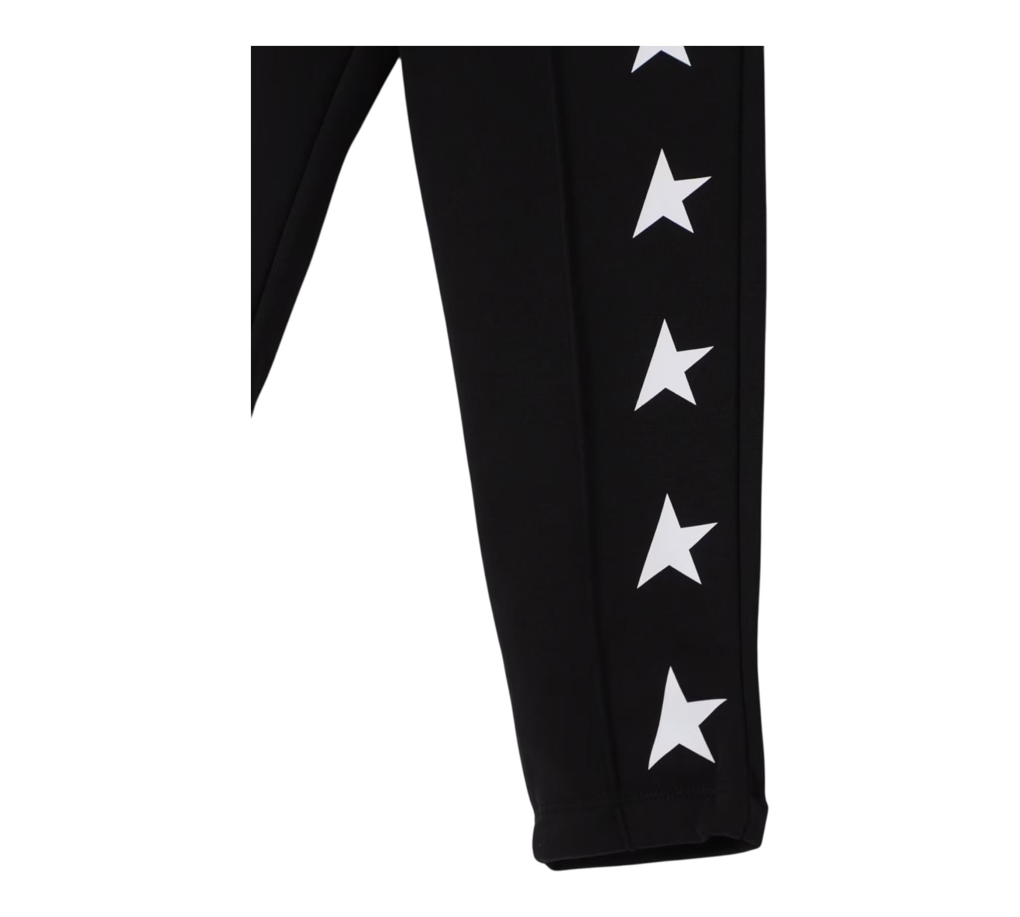 Golden Goose Pantalone Tuta Tinta Unita con Stampa Stelle per Bambina GKP01266 NERO GOLDEN GOOSE 