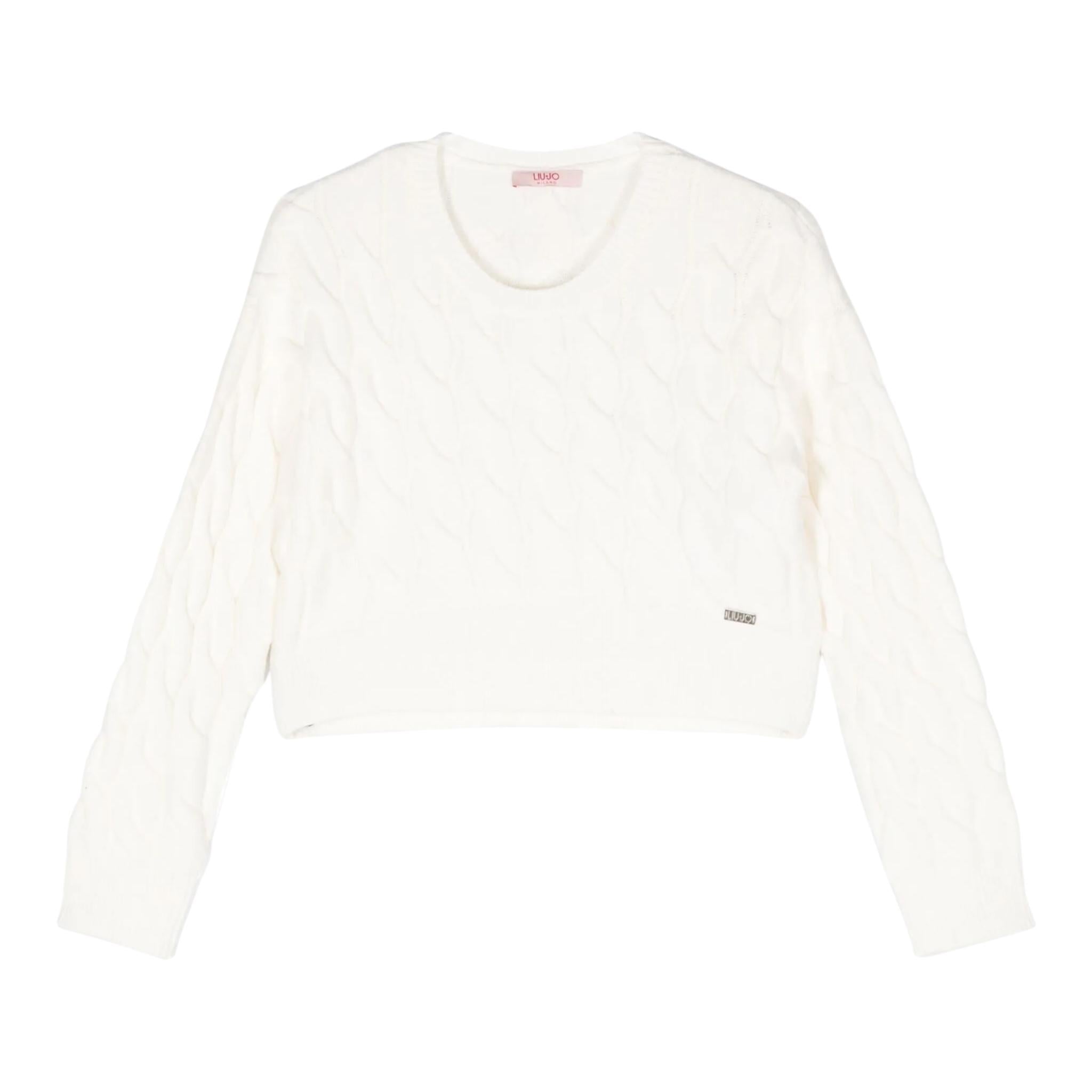 LIU JO maglia girocollo tinta unita con trecce Bianco per Bambina GF4214X BIANCO LIU JO 