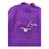 ODI ET AMO maglia manica lunga tinta unita con ricami Viola per Bambina ODJDR15359 VIOLA ODI ET AMO 