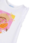 Mayoral Canotta Girocollo Tinta Unita con Stampa per Bambina 3021X BIANCO MAYORAL 