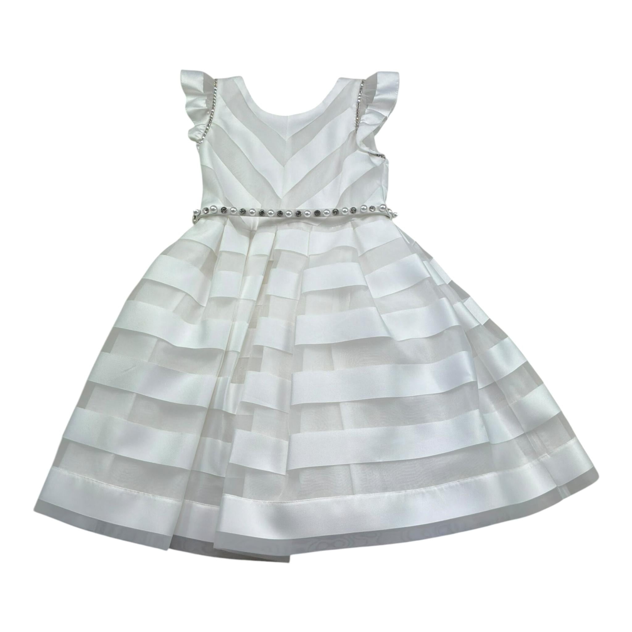 Dixie Abito Tinta Unita con Brillantini E Trasparenze per Bambina 713912 BIANCO DIXIE 