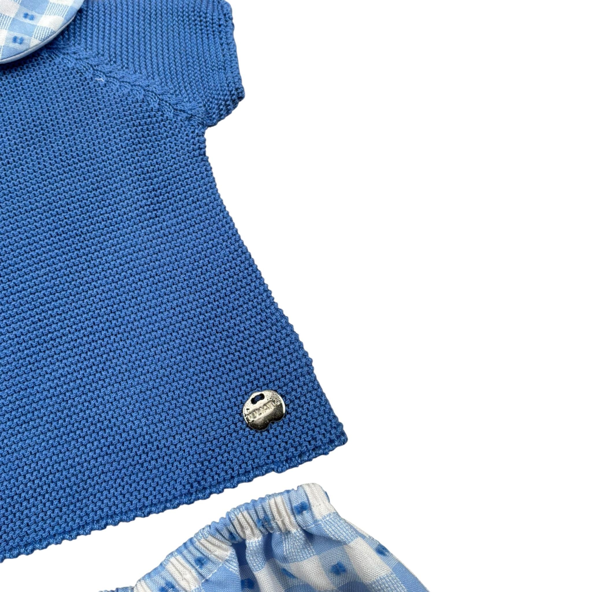 Juliana Completo 2 Pezzi T-Shirt In Maglia-Coulotte Blu per Neonato 25086 BLU JULIANA 