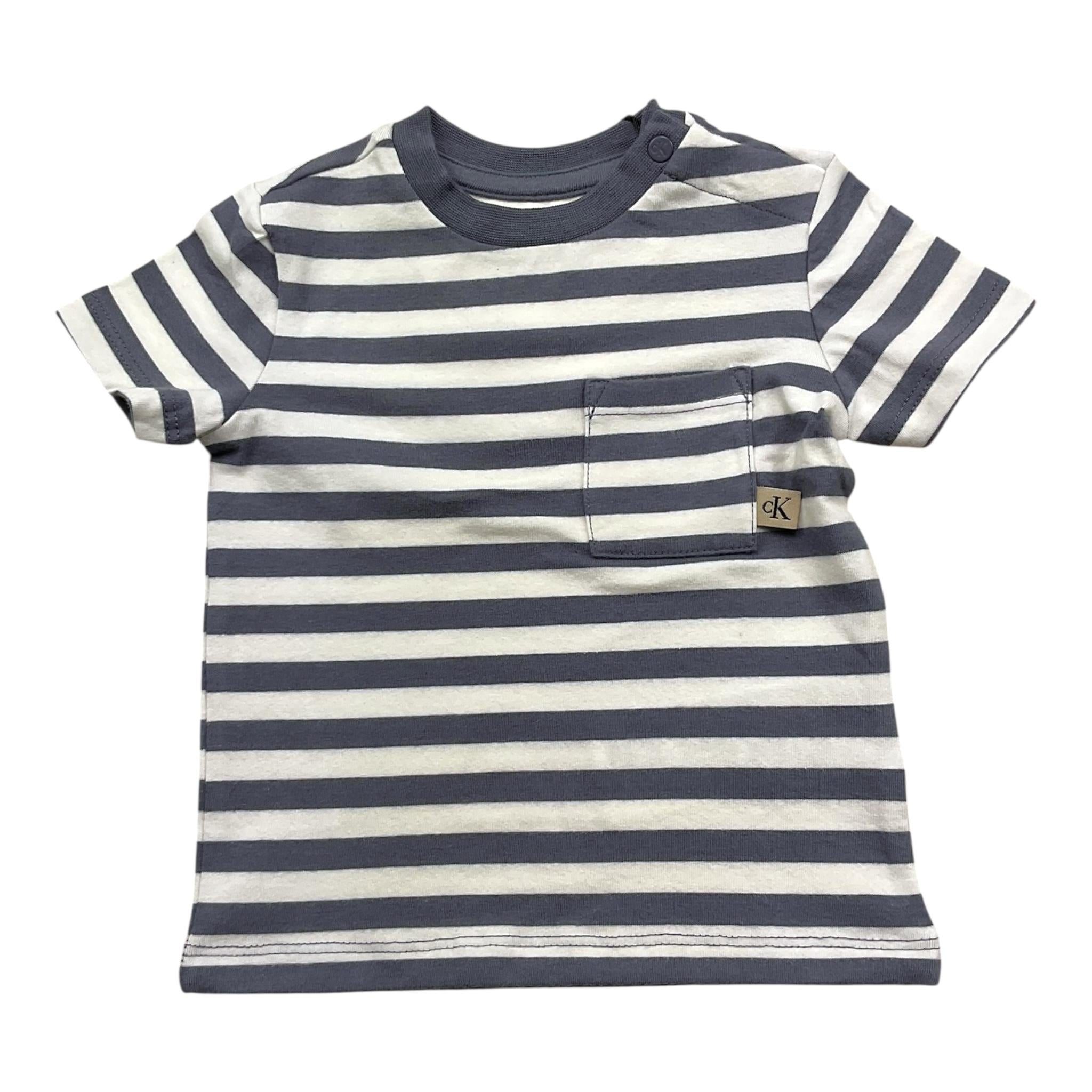 Calvin Klein T-Shirt Girocollo Tinta Unita con Fantasia A Righe per Neonato IN0IN02950 BIANCO CALVIN KLEIN 
