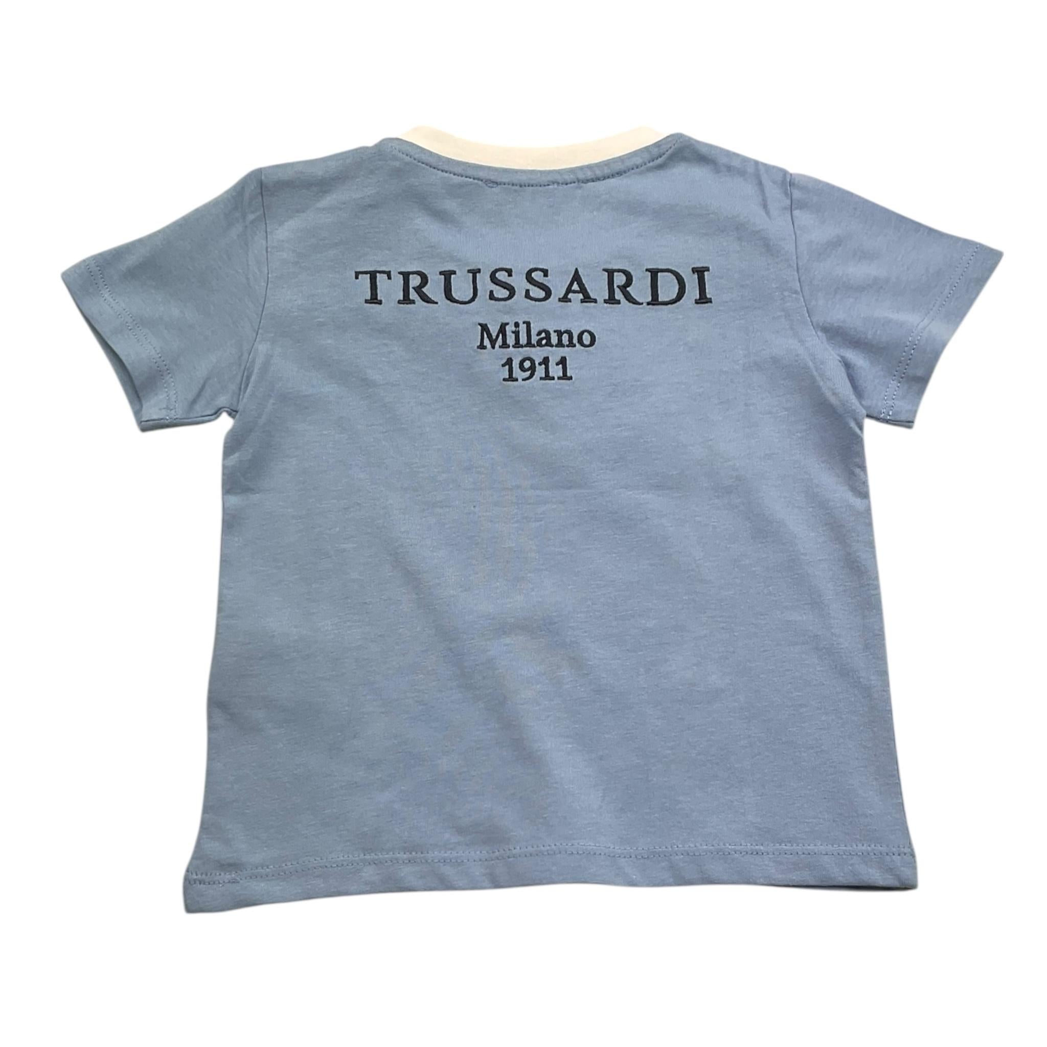 Trussardi T-Shirt Tinta Unita con Stampa per Neonato TIP25045TS AZZURRO TRUSSARDI 