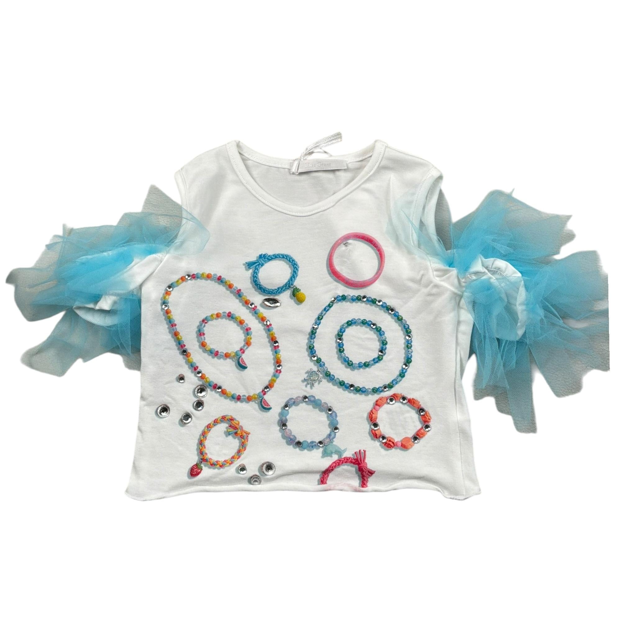 Miss Grant T-Shirt Girocollo tinta unita con Stampa Bianco per Bambina MG1318 BIANCO MISS GRANT 