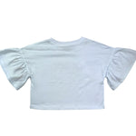 Moschino T-Shirt Modello Crop Tinta Unita con Stampa- Shorts per Bambina HDG01K BIANCO MOSCHINO 