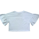 Moschino T-Shirt Modello Crop Tinta Unita con Stampa- Shorts per Bambina HDG01K BIANCO MOSCHINO 