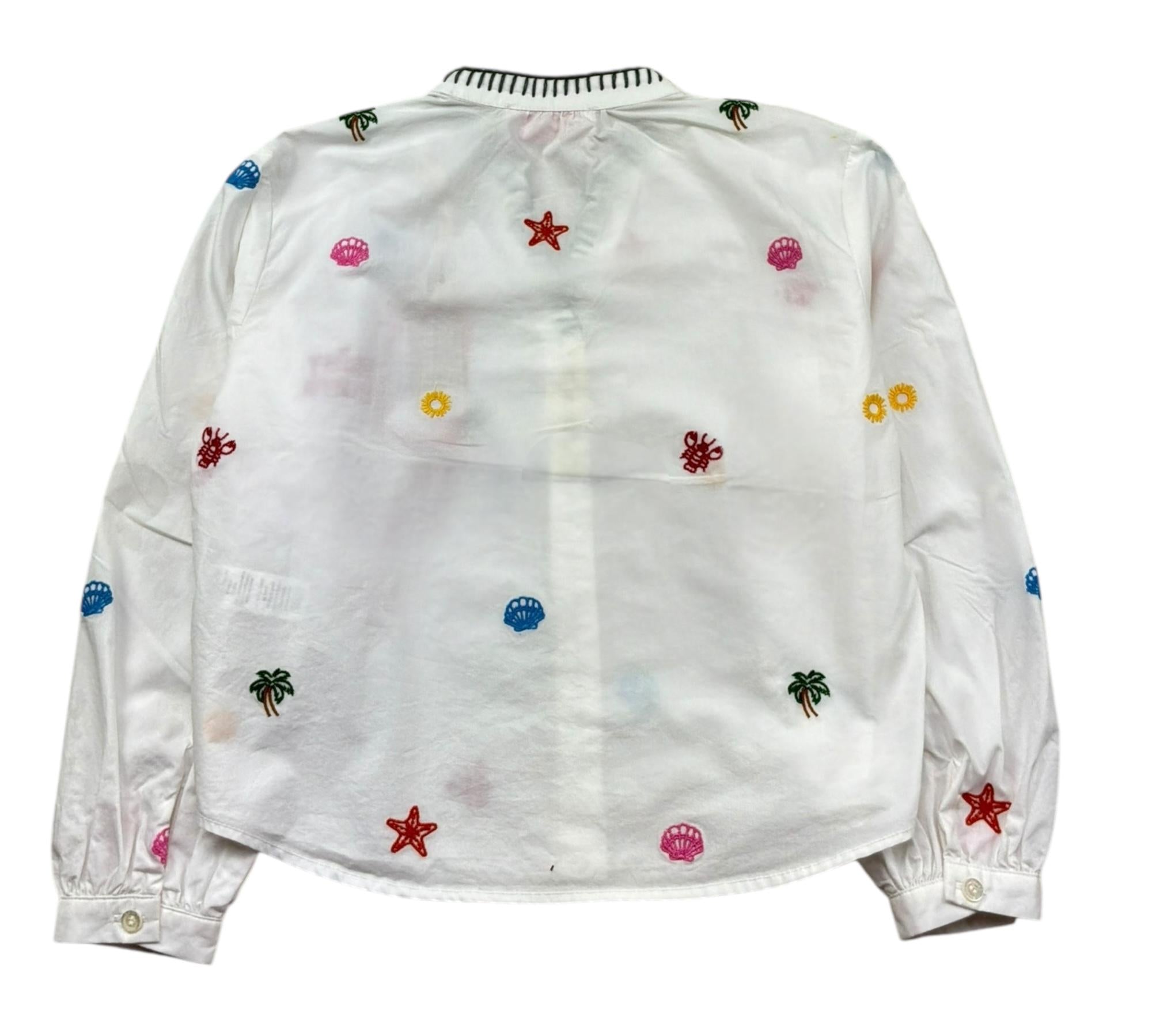 Saint Barth Camicia Manica Lunga Tinta Unita con Ricami per Bambina LIO0002 BIANCO SAINT BARTH 