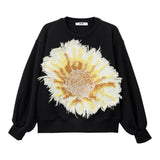 Msgm Felpa Chiusa Girocollo Tinta Unita con Stampa per Bambina S5MSJGSW107X NERO MSGM 