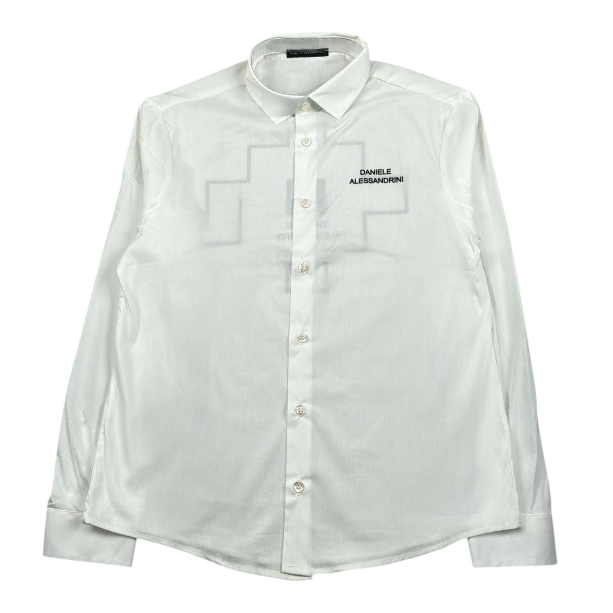 Daniele Alessandrini Camicia Manica Lunga Tinta Unita Stampa Fantasia per Bambino 1231C1439 BIANCO DANIELE ALESSANDRINI 