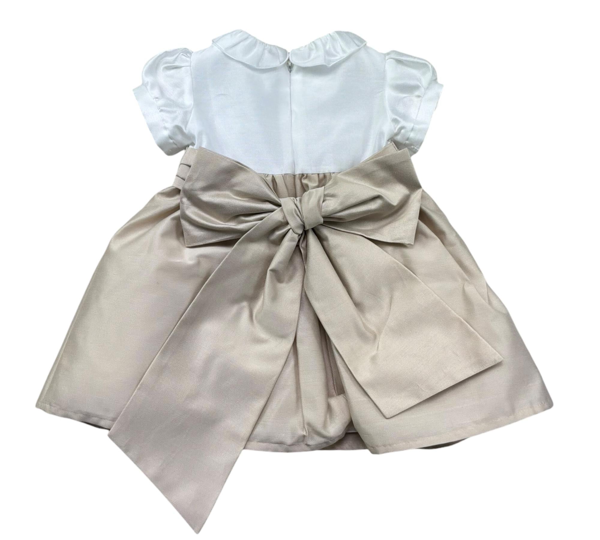 Le Bebe Abito Mezza Manica Bicolore per Neonata LBG6327 BIANCO/BEIGE LE BEBE 