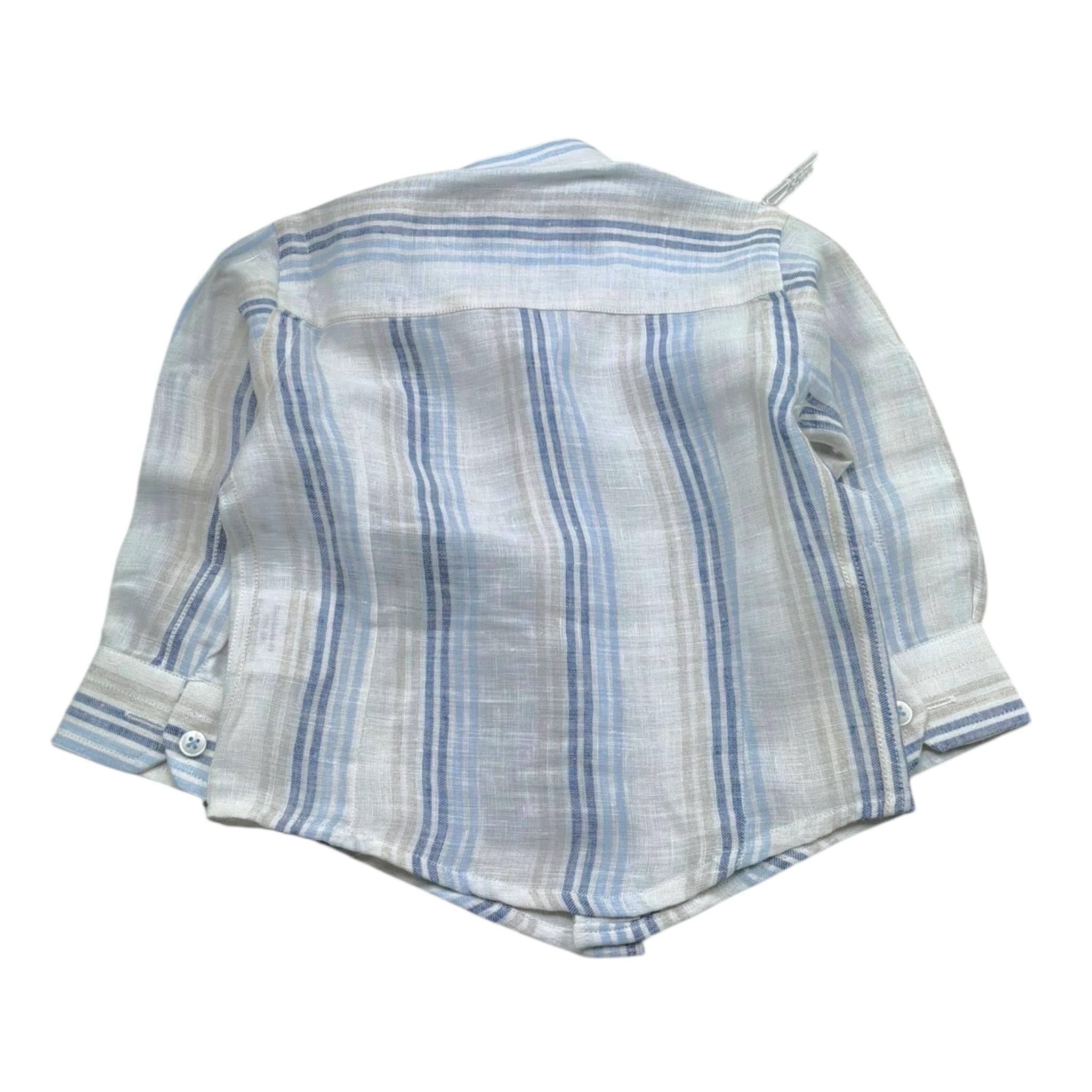 Manuel & Frank Camicia Tinta Unita con Fantasia A Righe per Neonato MF1041N BIANCO MANUEL & FRANK 