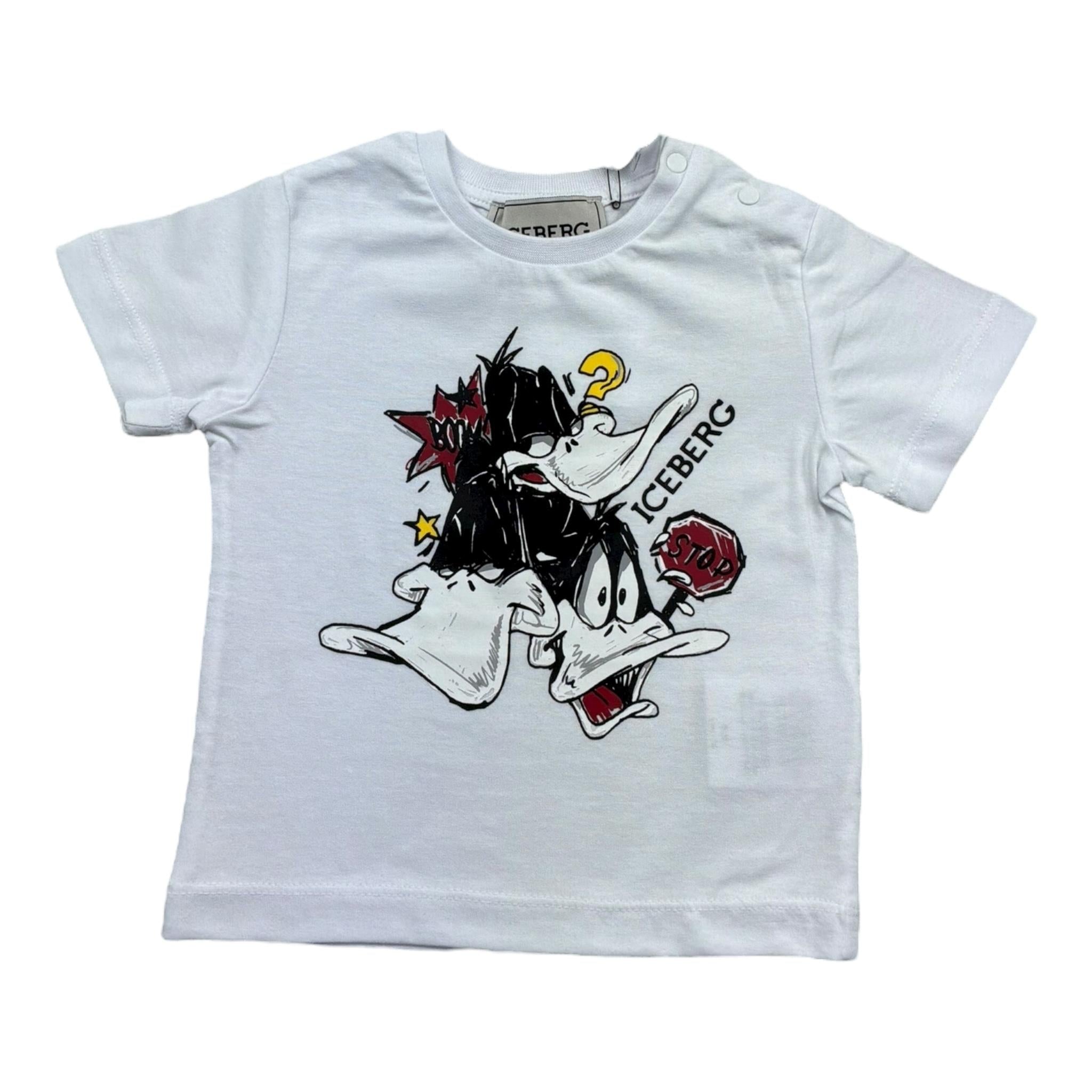 Iceberg T-Shirt Girocollo Tinta Unita con Stampa per Neonato TSICE5107BX BIANCO ICEBERG 