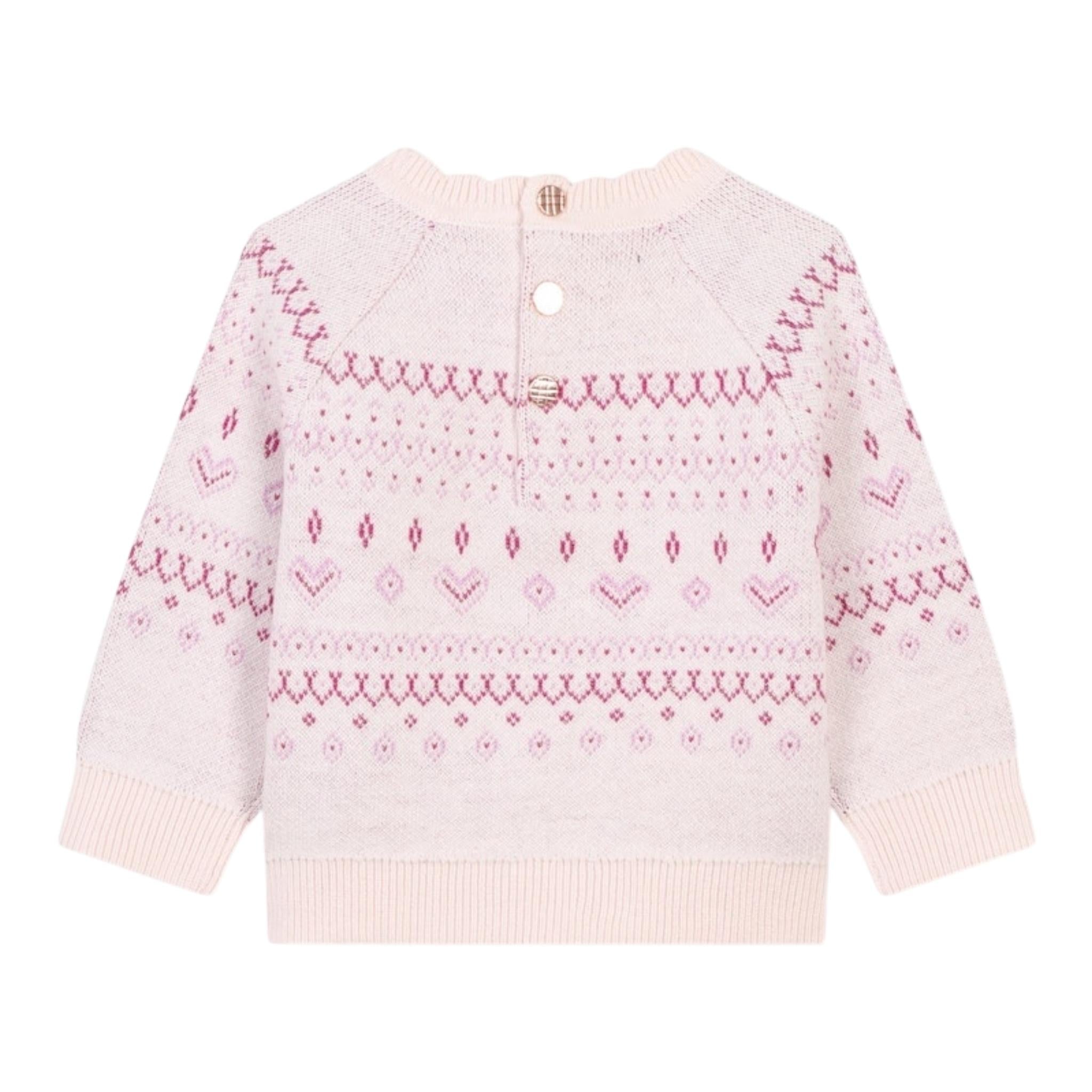 CARRE'MENT BEAU maglia girocollo tinta unita con ricami Rosa per Neonata Y30219 ROSA CARRE'MENT BEAU 