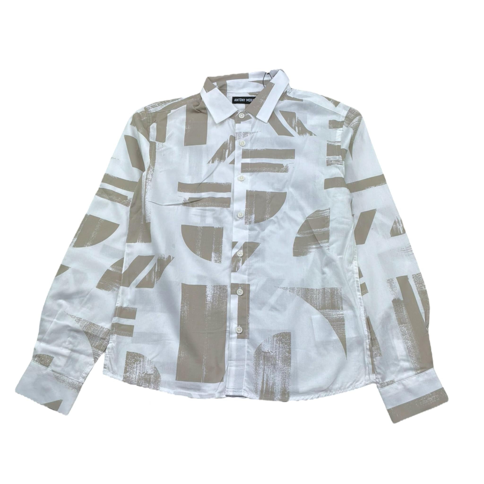 Antony Morato Camicia Tinta Unita con Fantasia Manica Lunga per Bambino MKSL00262X BIANCO ANTONY MORATO 