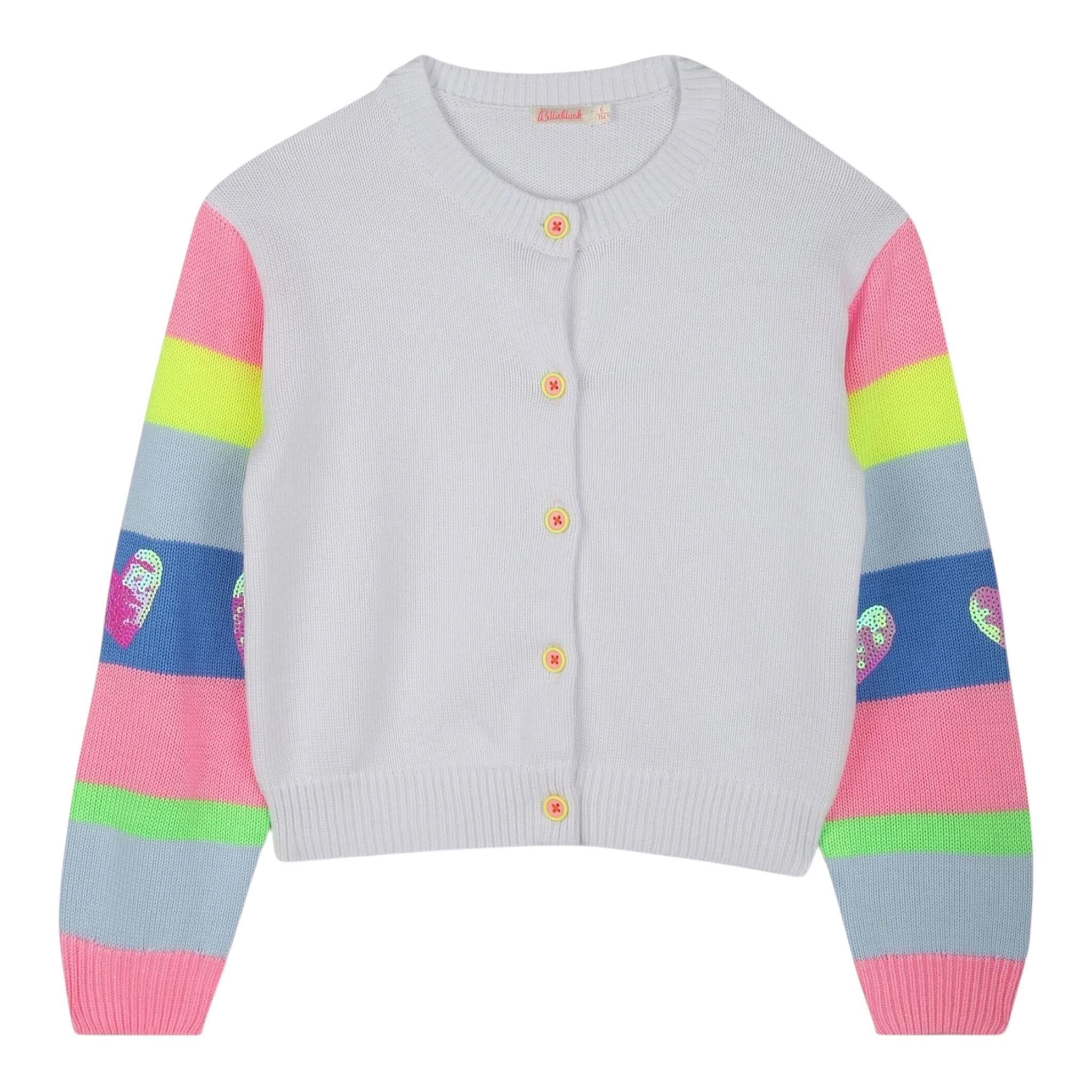 Billieblush Cardigan Tinta Unita con Maniche In Contrasto per Bambina U20881 BIANCO BillIEBLUSH 