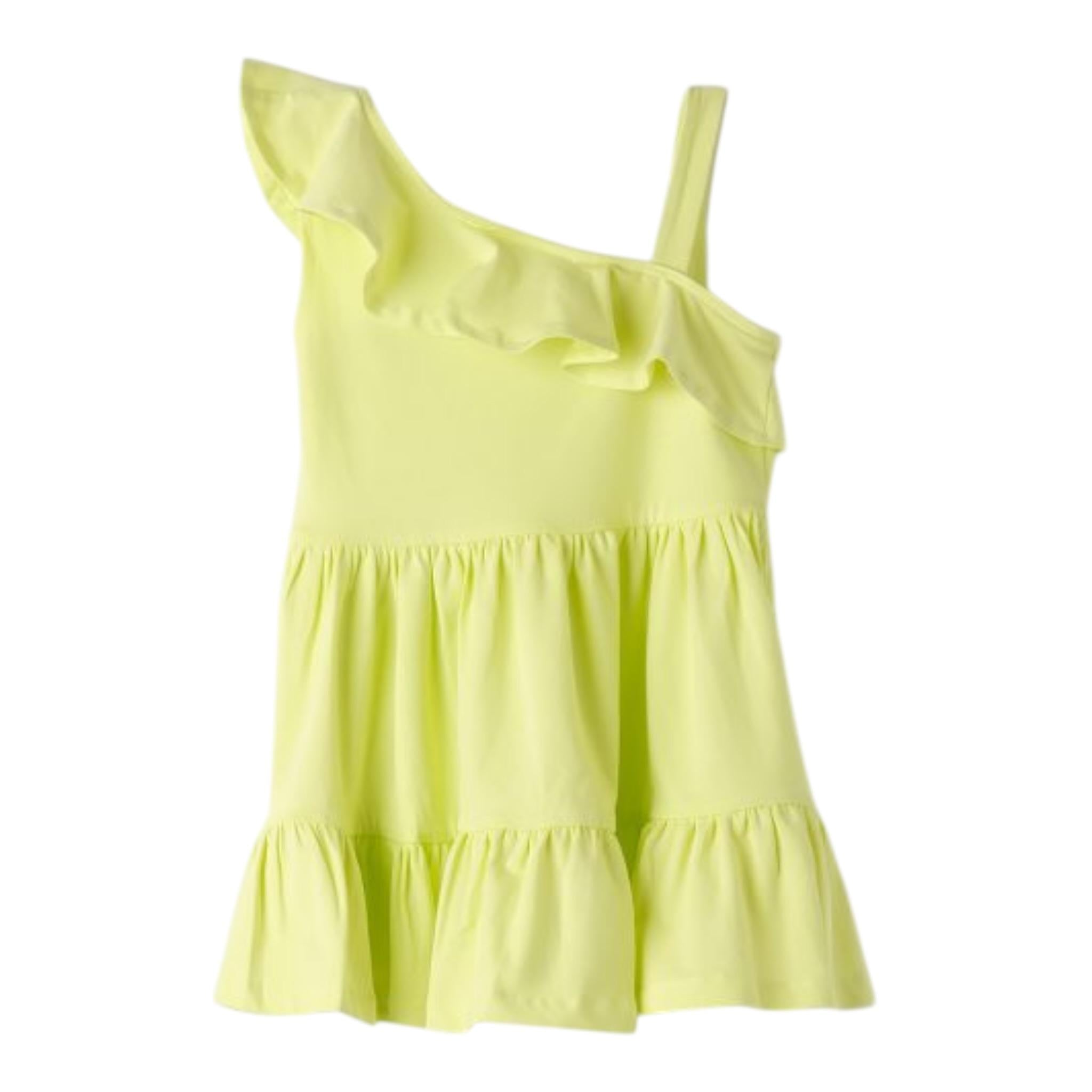 Sarabanda Abito Monospalla Tinta Unita per Bambina 0B341 VERDE ACIDO SARABANDA 