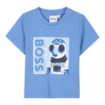 Boss T-Shirt Girocollo Tinta Unita con Stampa per Bambino J52110J AZZURRO BOSS 