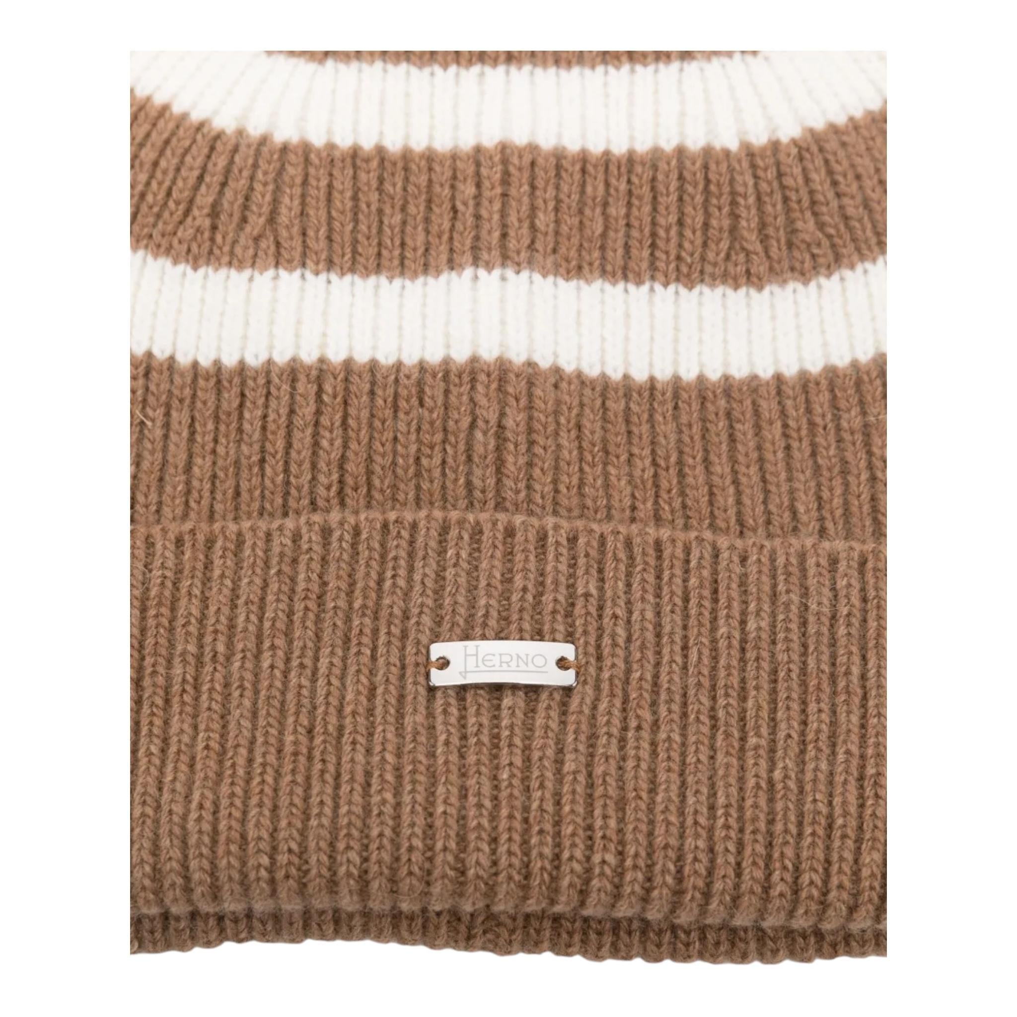 HERNO cappello tinta unita fantasia a righe Cammello per Bambino BER00013X CAMMELLO HERNO 