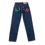 JOHN RICHMOND jeans tinta unita con stampa logo Blu per Bambina RGA25139 BLU JOHN RICHMOND 
