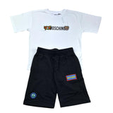 Moschino Completo 2 Pezzi T-Shirt-Bermuda Bicolore per Bambino HUG00U BIANCO/NERO MOSCHINO 