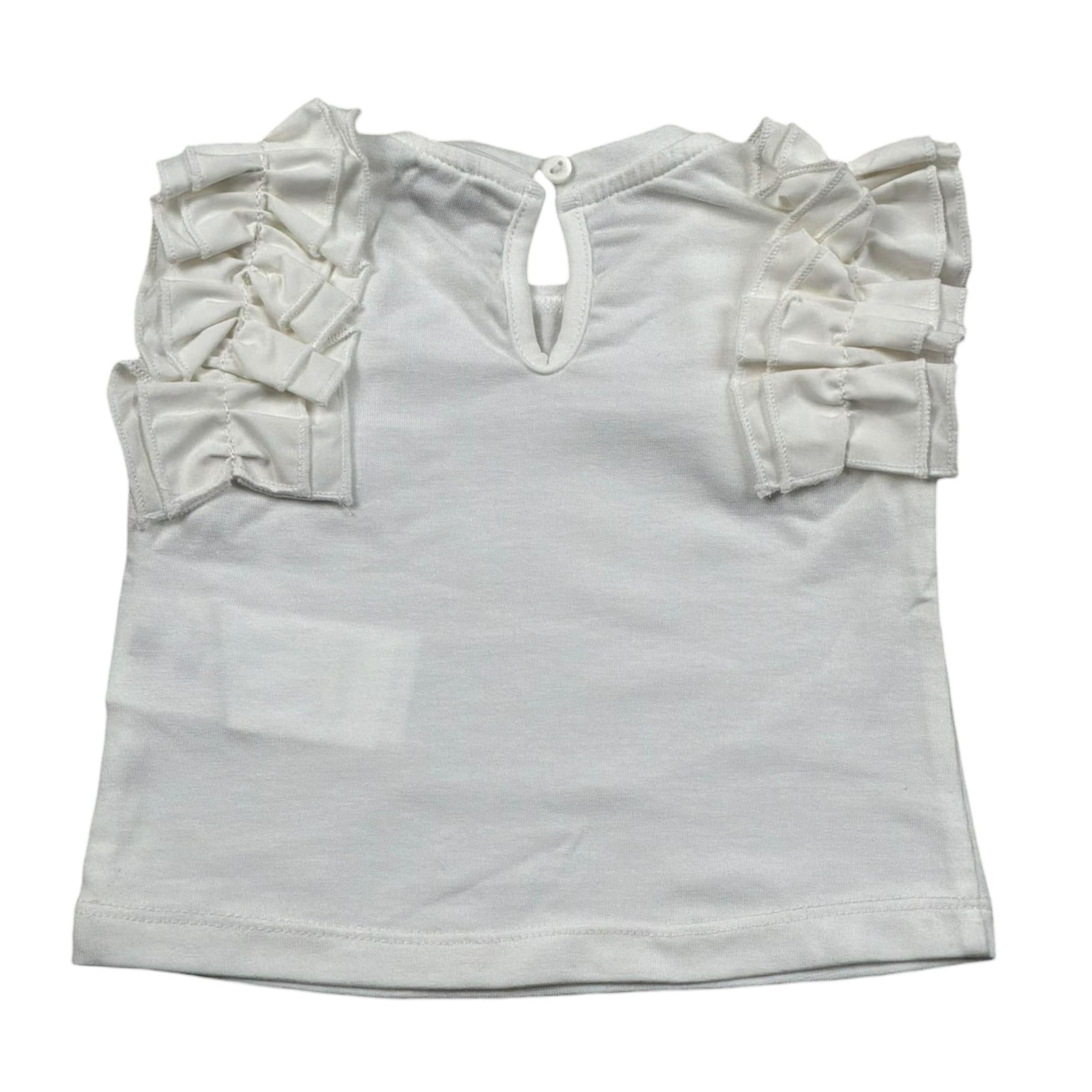 M+E' T-Shirt Girocollo tinta unita con Rouches Bianco per Bambina UE1735J BIANCO M+E' 