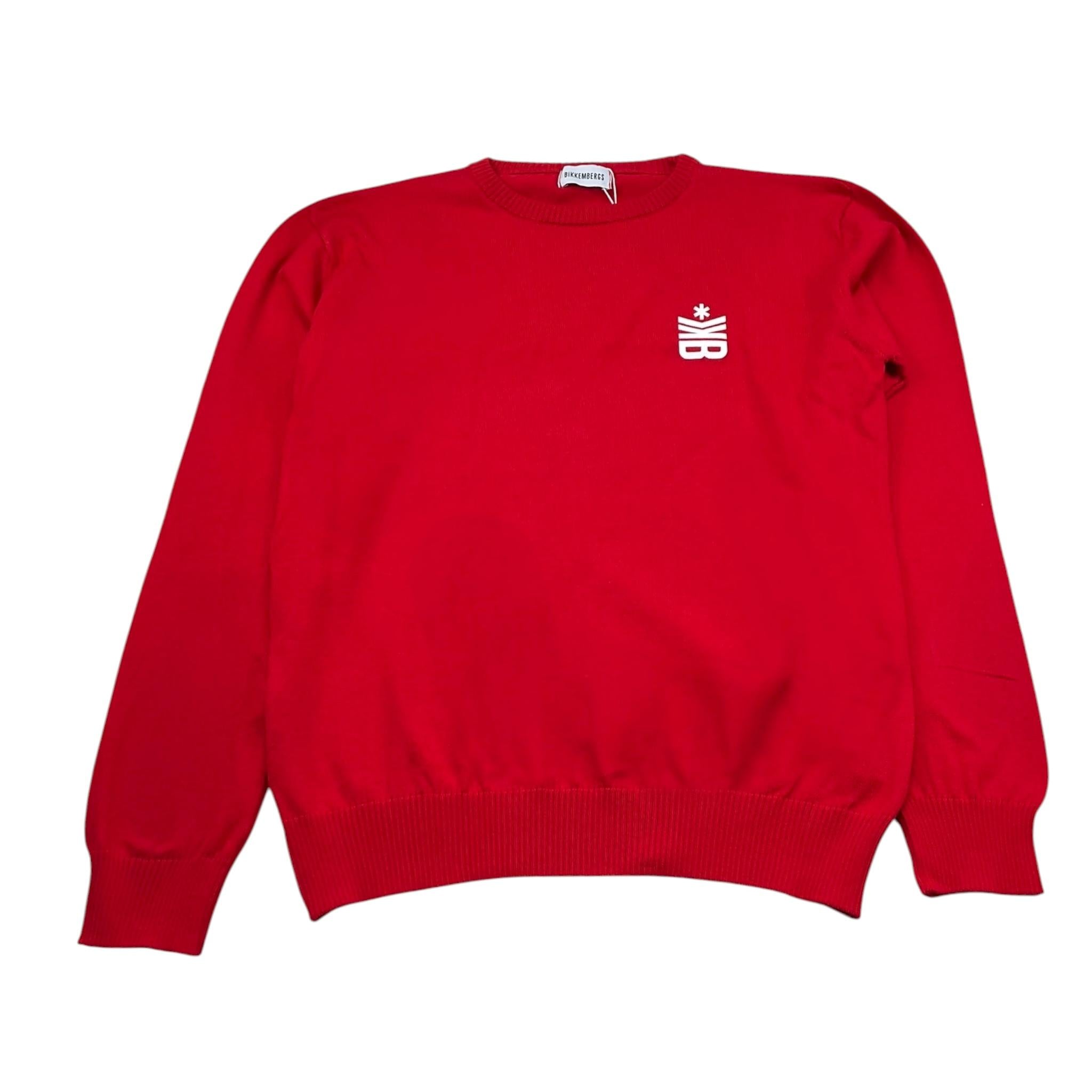 Bikkembergs Maglia Girocollo Tinta Unita con Logo per Bambino BK1606 ROSSO BiKKEMBERGS 