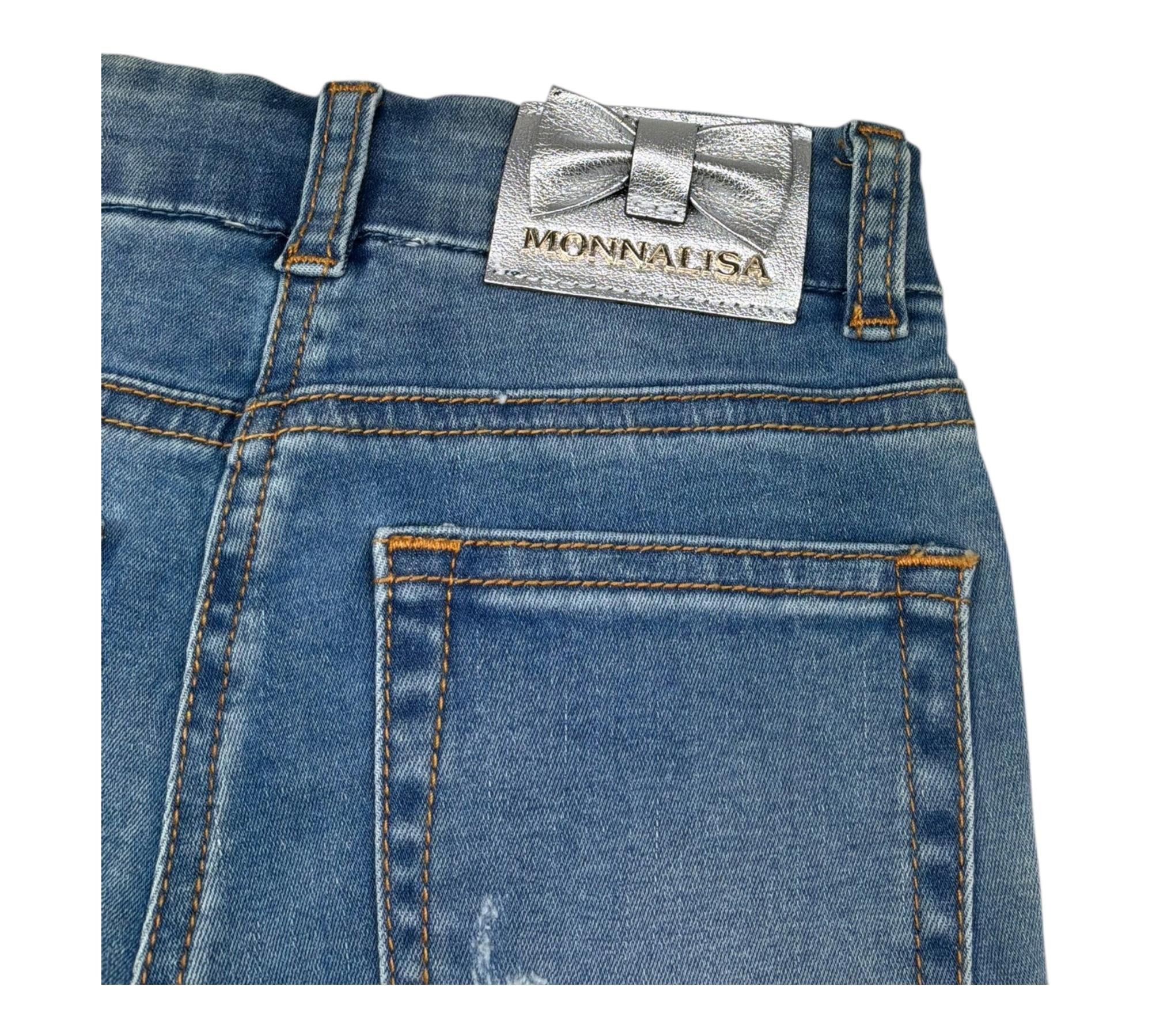 Monnalisa Jeans Tinta Unita Modello Zampa per Bambina 171402 AZZURRO MONNALISA 