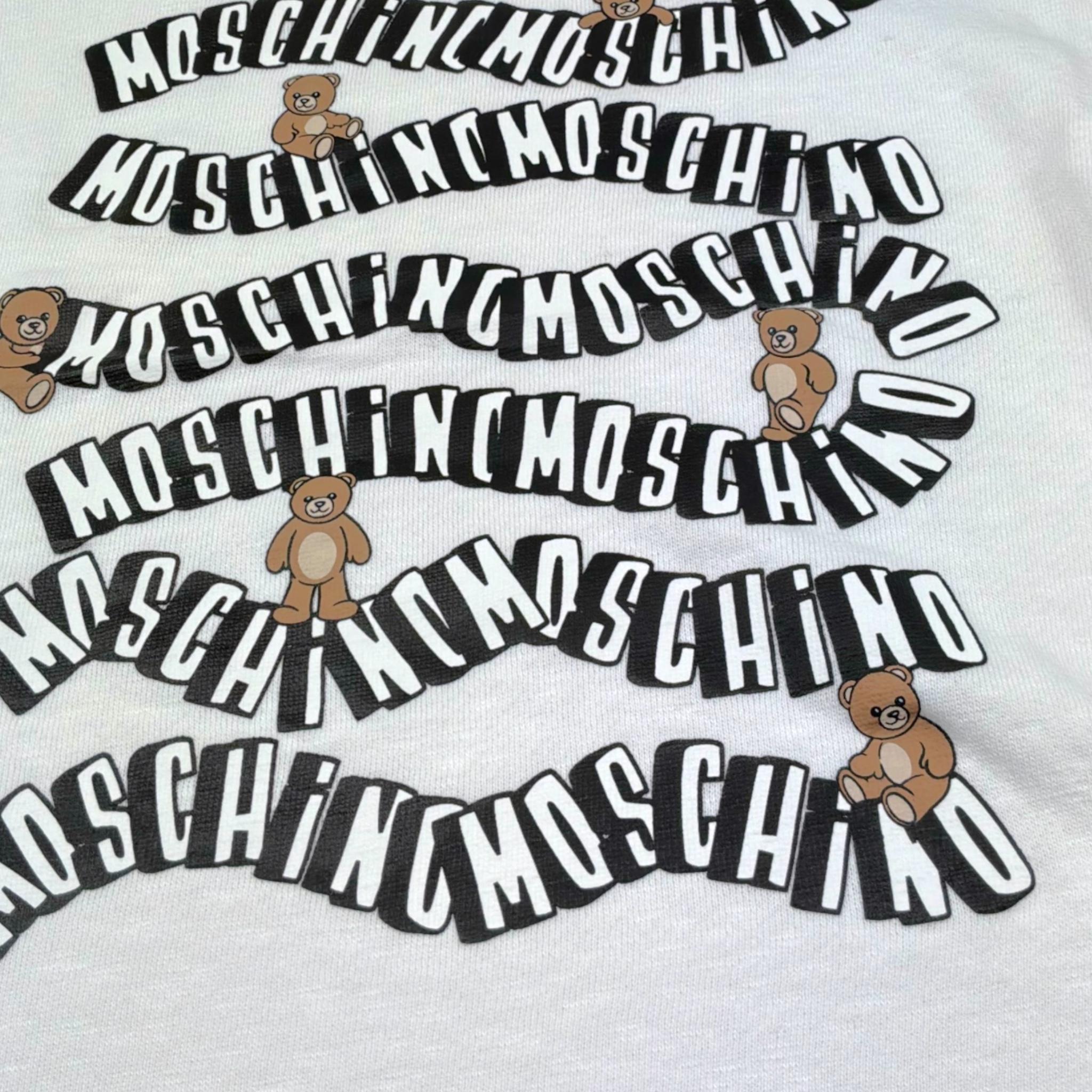 Moschino Abito Felpa Tinta Unita Girocollo con Stampa per Bambina HDV0HU BIANCO MOSCHINO 