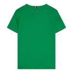Tommy Hilfiger T-Shirt Girocollo Tinta Unita con Logo per Bambino KB0KB09538X VERDE TOMMY HILFIGER 