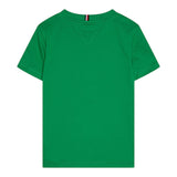 Tommy Hilfiger T-Shirt Girocollo Tinta Unita con Logo per Bambino KB0KB09538X VERDE TOMMY HILFIGER 