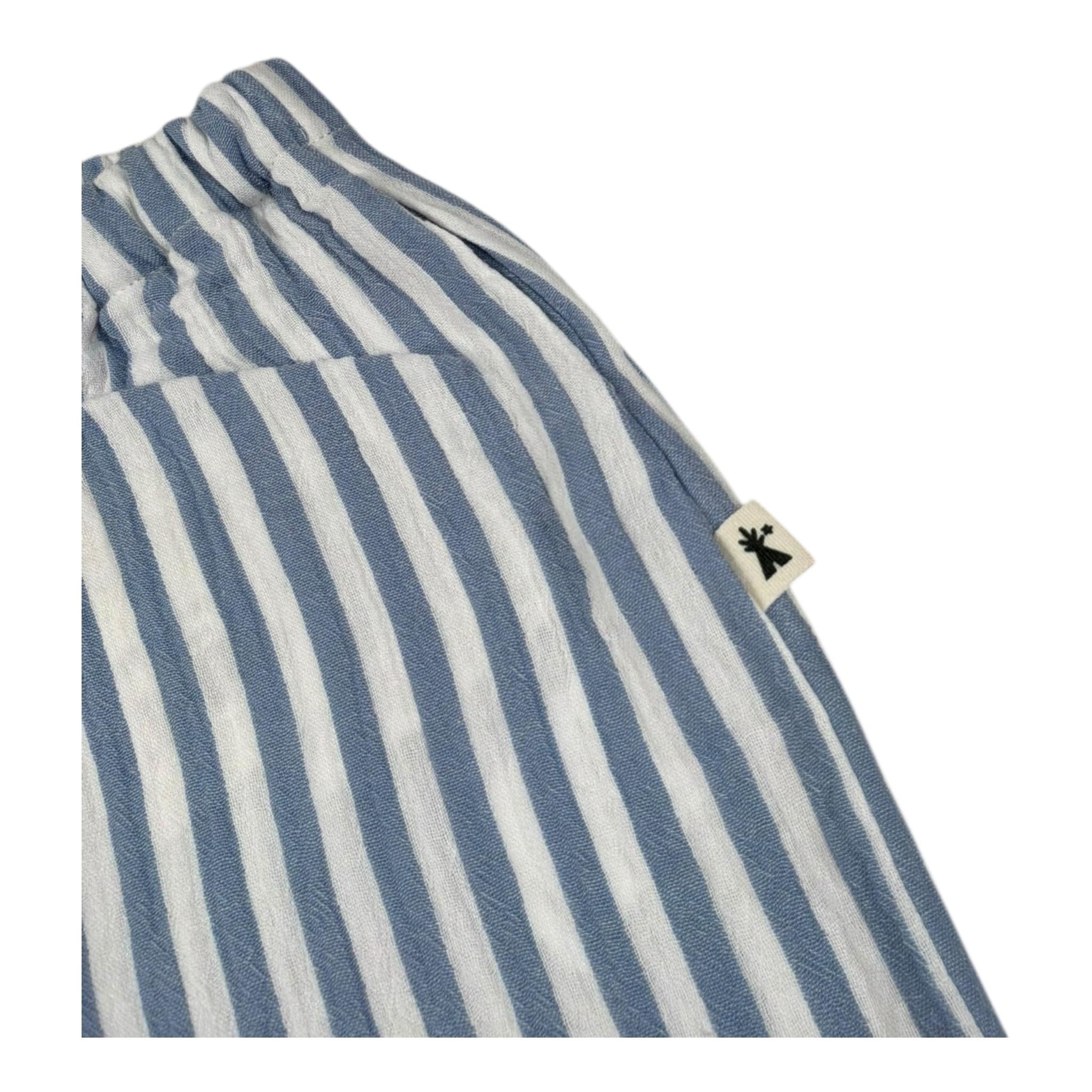 Petit Indi Pantalone Tinta Unita con Fantasia A Righe per Bambino SS25BK8238X AZZURRO PETIT INDI 