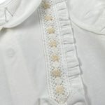 Ninnaoh Pagliaccetto Mezza Manica Tinta Unita con Ricami per Neonata E2471P BIANCO NINNAOH 