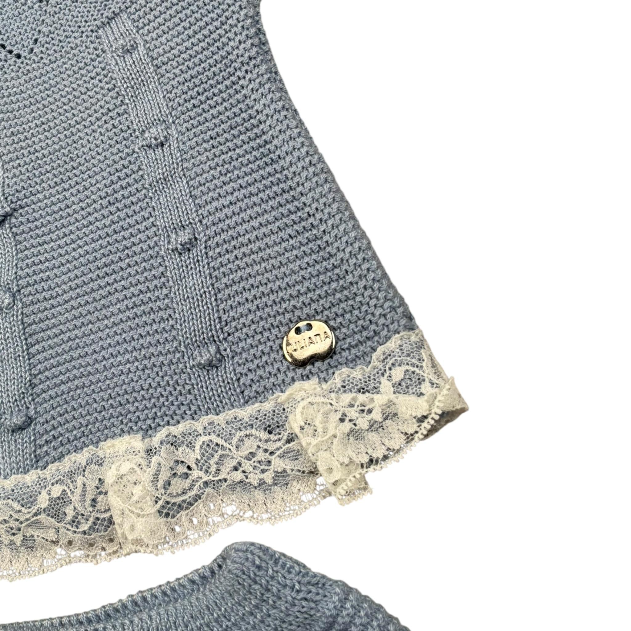 Juliana Completo 2 Pezzi T-Shirt In Maglia-Coulotte Azzurro per Neonata J7069 AZZURRO JULIANA 