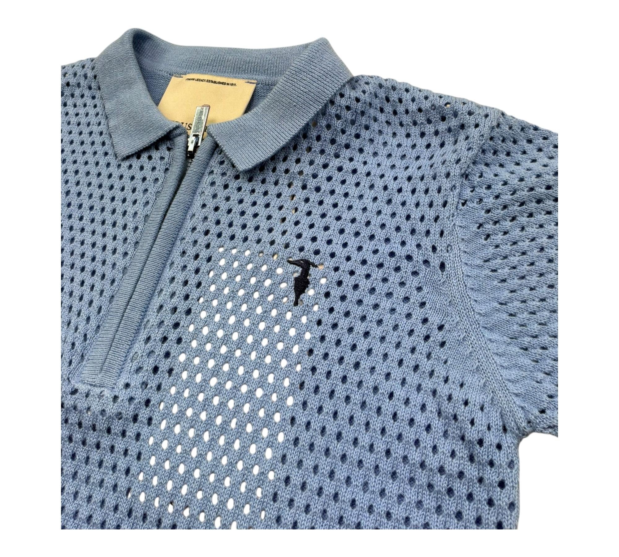 Trussardi Polo Mezza Manica Tinta Unita Traforato per Bambino TBP26063PO AZZURRO TRUSSARDI 