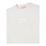 Elisabetta Franchi T-Shirt Girocollo Tinta Unita con Logo per Bambina EFTS231XX PANNA ELISABETTA FRANCHI 