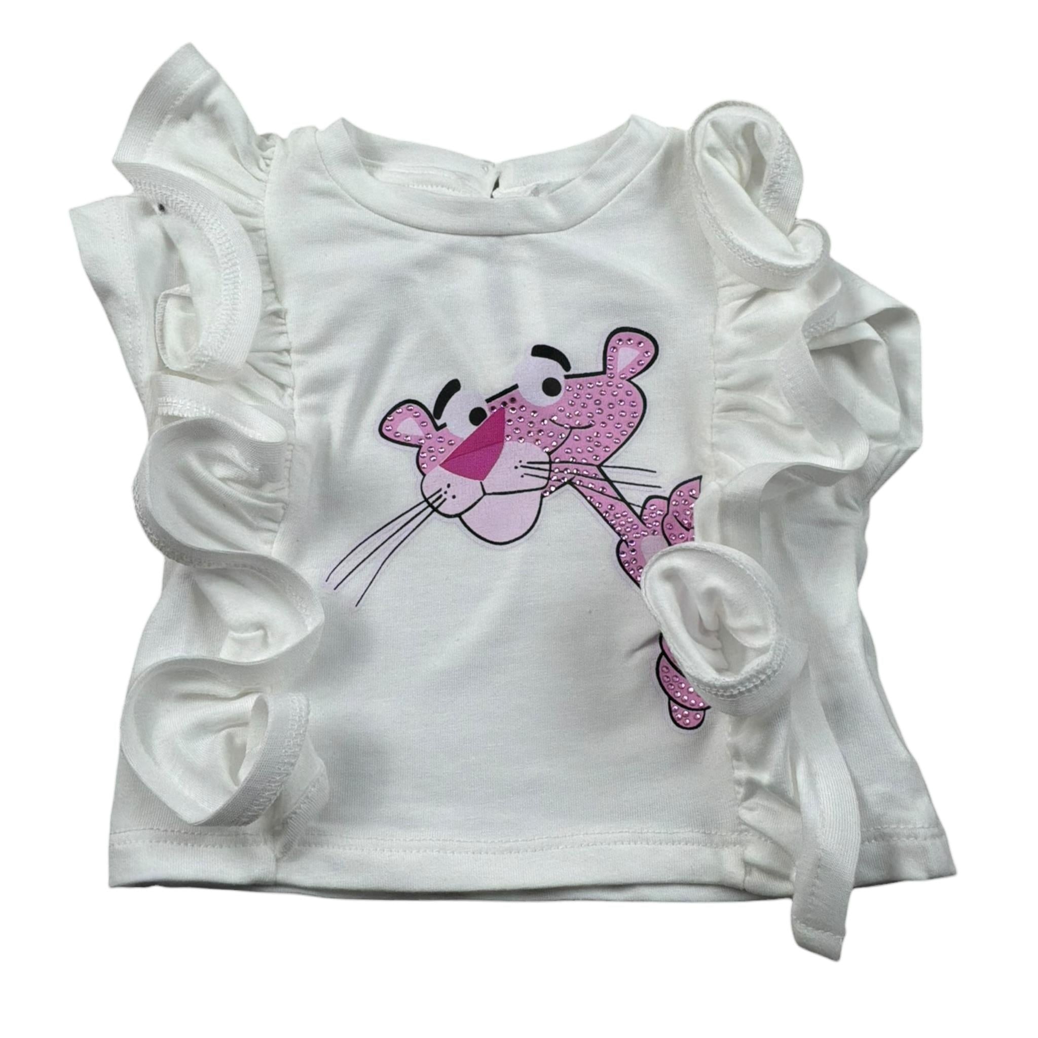 M+E' T-Shirt Girocollo Tinta Unita con Stampa per Neonata UE1377 BIANCO M+E' 