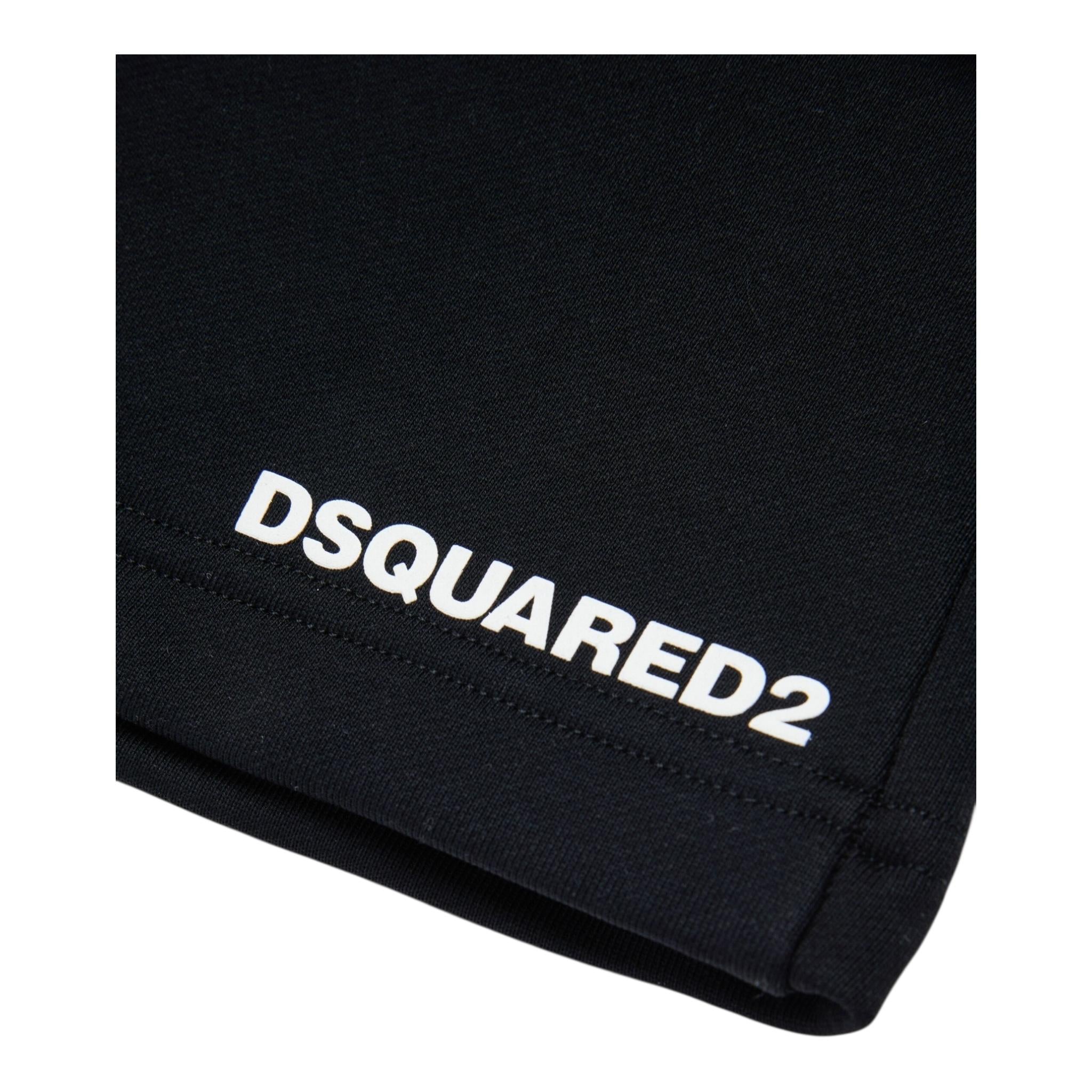 Dsquared2 Bermuda In Tuta Tinta Unita con Stampa per Bambino DQ2738XXX NERO DSQUARED2 