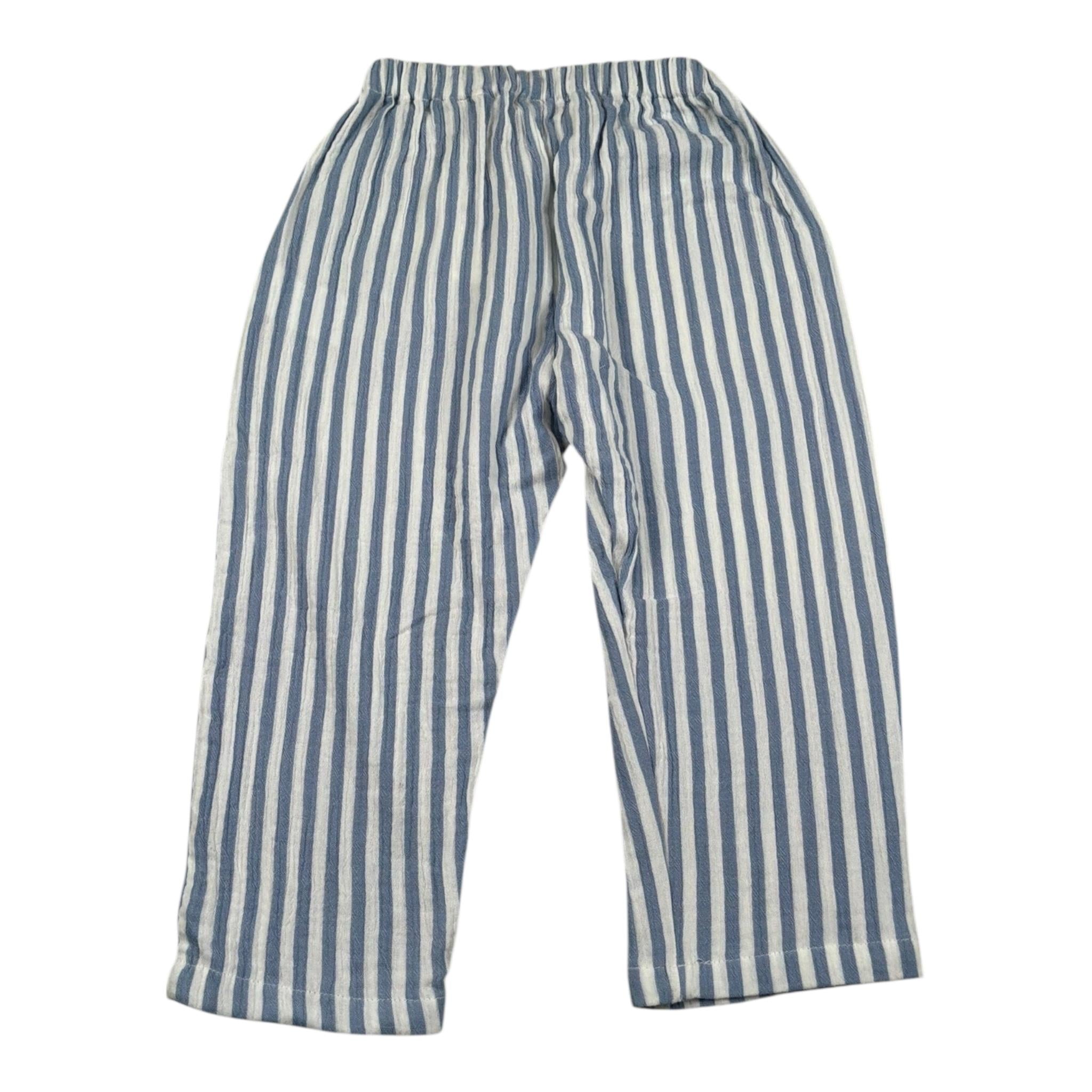 Petit Indi Pantalone Tinta Unita con Fantasia A Righe per Bambino SS25BK8238X AZZURRO PETIT INDI 