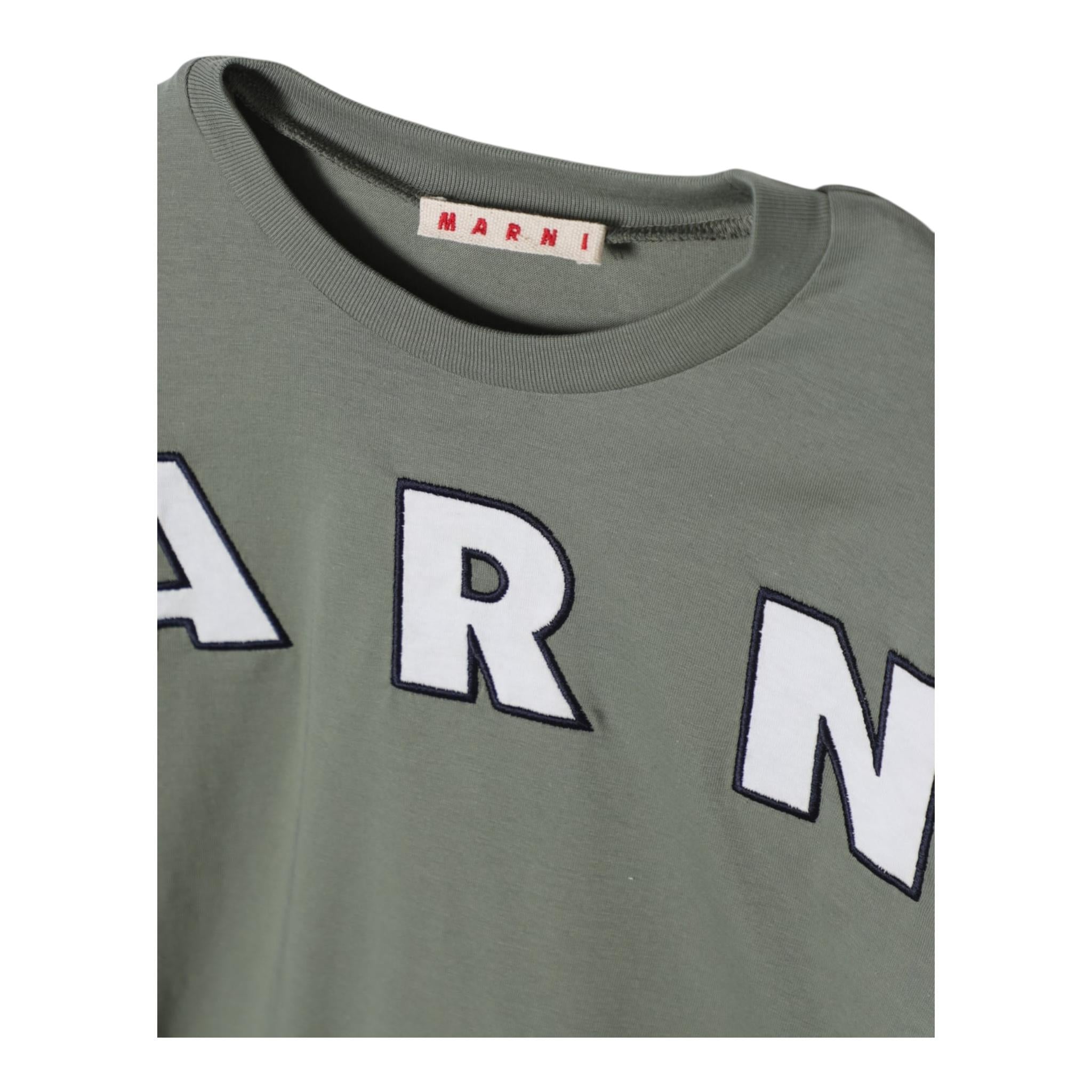 MARNI t-shirt girocollo tinta unita con stampa Verde per Bambino M01265 VERDE MARNI 